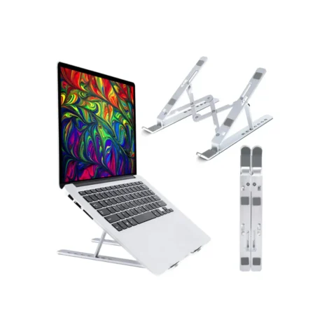 Laptop Metal Folding Stand - Portable, Adjustable, Sturdy, Lightweight, Ergonomic, Aluminum,
                    Compact, Versatile, Durable, Work Anywhere